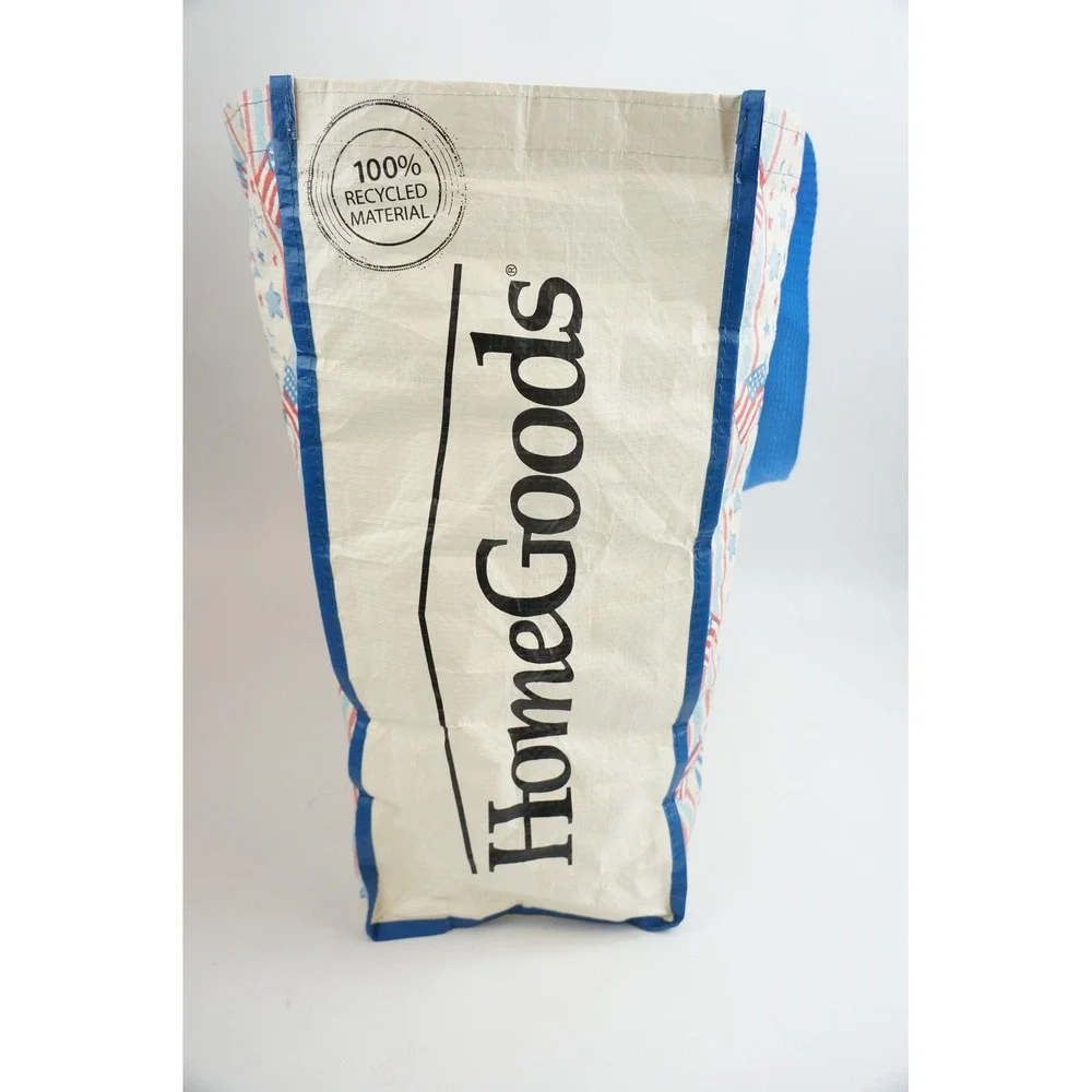HomeGoods Shopping Bag Patriotic American Flag Stars Stripes Recycled Excellent